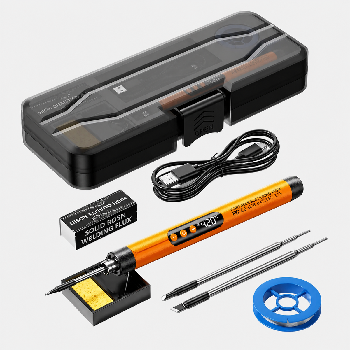 Fer à souder sans fil JCD USB-C, 1000 mAh, écran LED