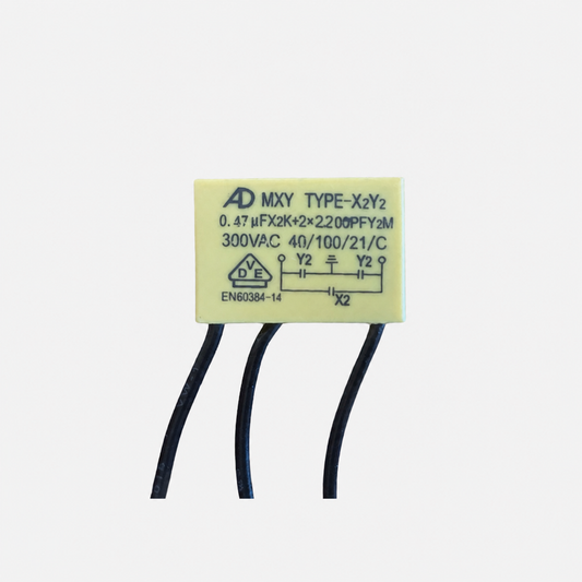 Condensateur antiparasite AD MXY X2Y2 0.47µF + 2×2200pF 300VAC – 3 fils