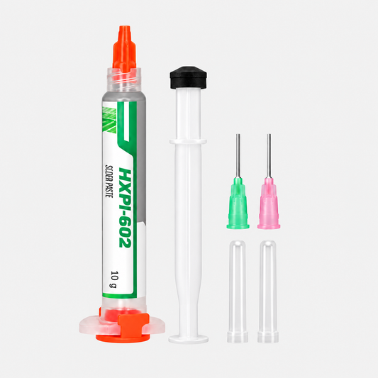 Pâte à souder HXP-602 10 g avec poussoir, deux aiguilles et deux capuchons