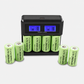 Pack chargeur 8 batteries Li-ion 3.7V 2800mAh 16340 CR123A