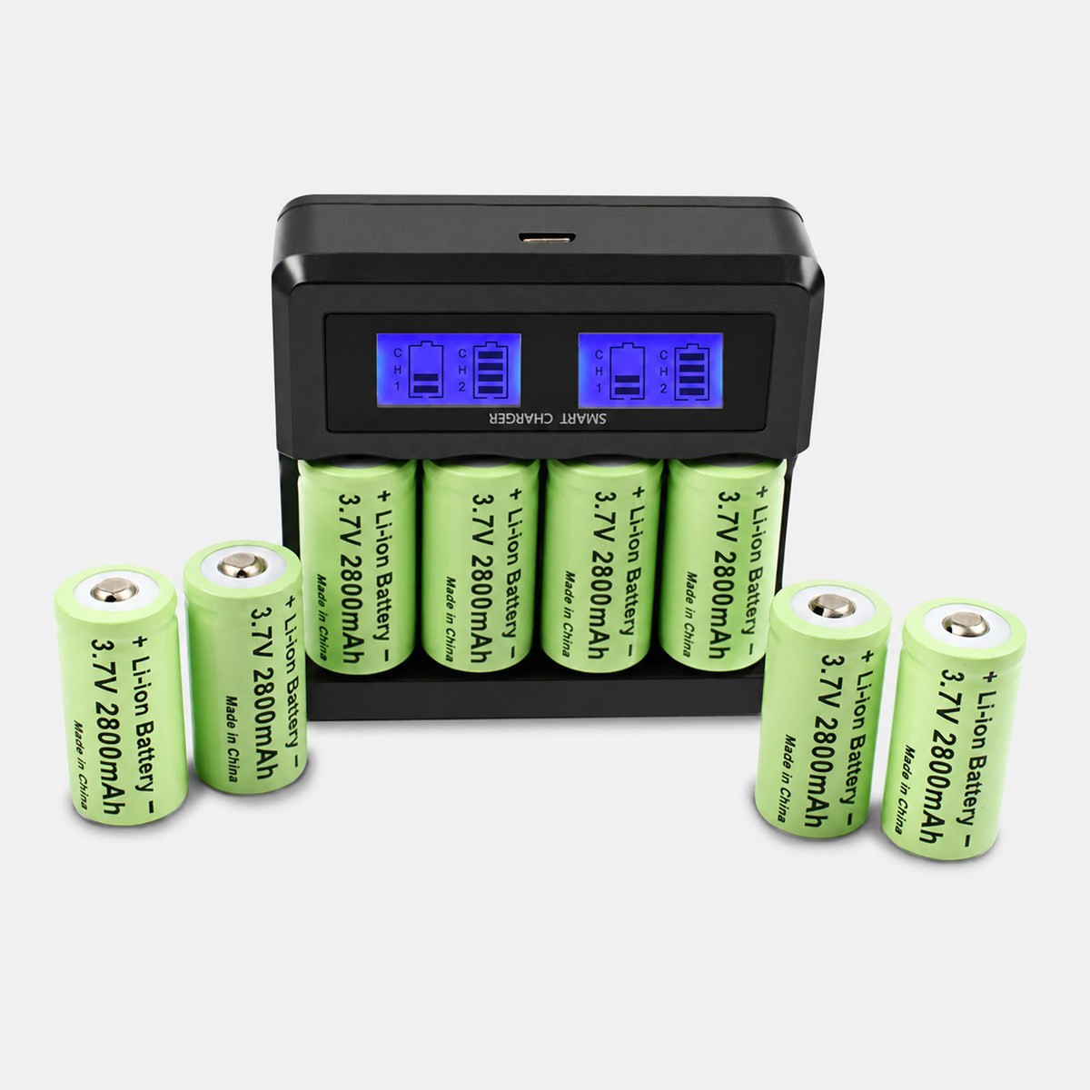 Pack chargeur 8 batteries Li-ion 3.7V 2800mAh 16340 CR123A