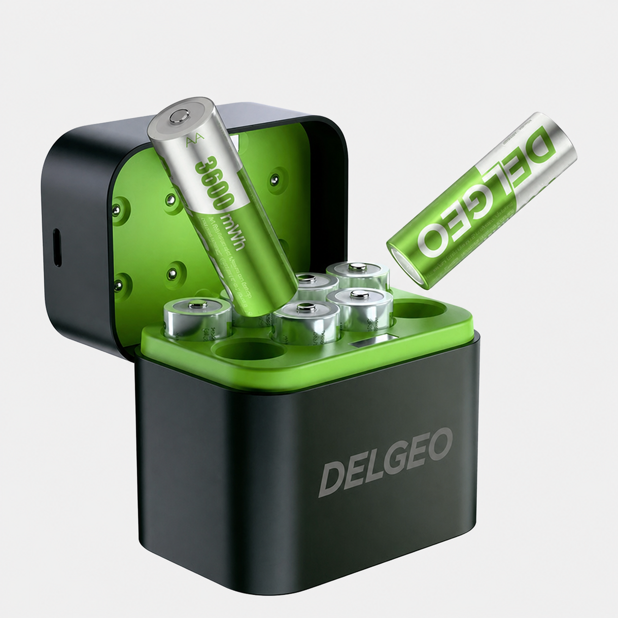 Set 8 batteries AA 1.5V Li-ion 3600mWh chargeur USB Delgeo