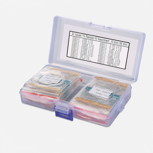 Kit 600 résistances film métallique 1/4 W 1 %, 30 valeurs de 10 ohms à 1 Mohm